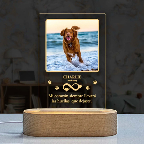 Lámpara Conmemorativa Personalizada Para Mascotas | Recuerdo Marrón Claro Transparente - Imagen 4