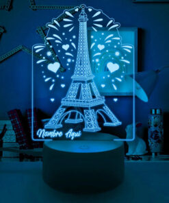 Lampara 3d Personalizada Torre Eiffel Paris Es Super Regalo Negro Transparente - Imagen 6