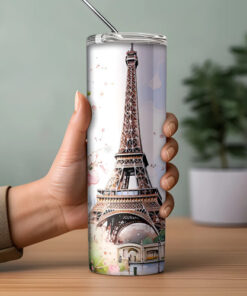 Termo Para Café Torre Eiffel / Paris Con Popote Metálico Torre - Imagen 3