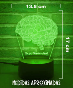 Lampara Personalizada Cerebro Regalo Neurologo / Psicologo Negro Transparente - Imagen 3