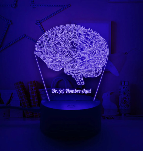 Lampara Personalizada Cerebro Regalo Neurologo / Psicologo Negro Transparente - Imagen 5