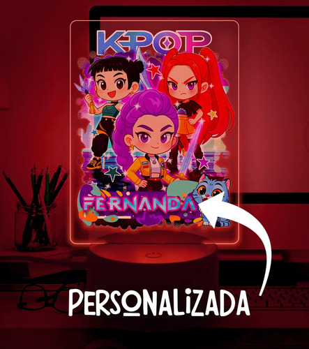 Lámpara Guerreras K Pop Personalizada Super Regalo 7 Colores Negro Transparente - Imagen 4