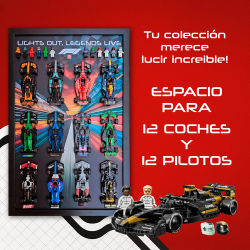 Exhibidor Para Lego Speed Champions 12 Coches Y 12 Pilotos Negro - Imagen 2