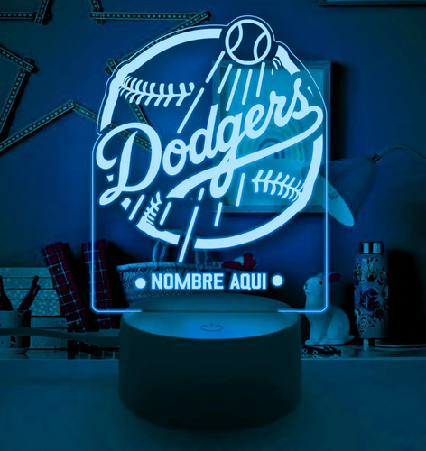 Lámpara 3d Personalizada De Los Angeles Dodgers Beisbol Fans Negro Transparente - Imagen 4