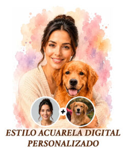 Lampara Personalizada Mascota Con Dueño Tipo Acuarela Regalo Madera Transparente - Imagen 2