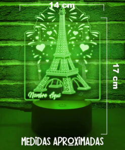 Lampara 3d Personalizada Torre Eiffel Paris Es Super Regalo Negro Transparente - Imagen 5