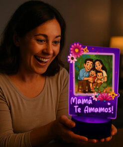 Lámpara Personalizada Con Foto Mamá Regalo Día De Las Madres Negro Transparente - Imagen 4