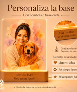 Lampara Personalizada Mascota Con Dueño Tipo Acuarela Regalo Madera Transparente - Imagen 5