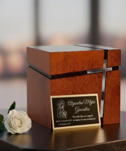 Placa Funeraria Grabada Para Urna O Nicho - Aluminio Plata/negro - Imagen 3