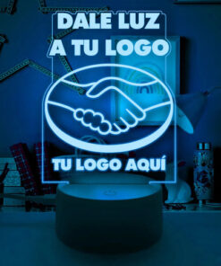 Lámpara Led Con Logo De Tu Negocio O Empresa Grabado Laser Negro Transparente - Imagen 5