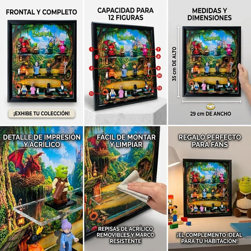 Exhibidor Para 12 Leg Minifiguras Shrek No Incluye Figuras Negro - Imagen 3