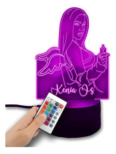 Lampara Led 3d Kenia Os Gran Regalo Para Fan Pink Aura Negro Transparente