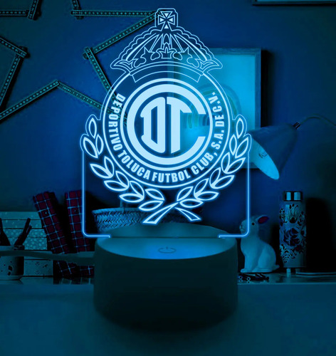 Lampare Led 3d Toluca Campeon Futbol, Gran Regalo Para Fan Negro Transparente - Imagen 5