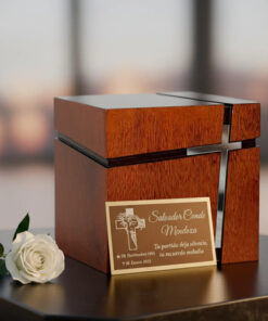 Placa Funeraria Grabada Para Urna O Nicho - Aluminio Dorado / Bronce - Imagen 3