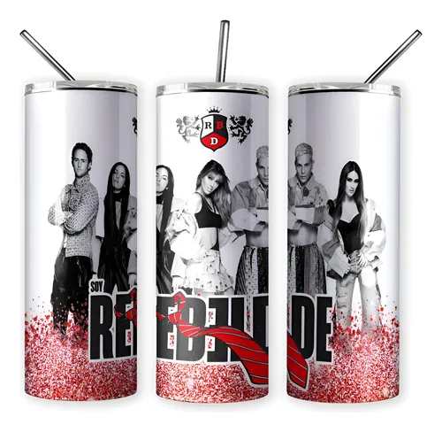 Termo Skinny Rbd / Rebelde Increible Diseño Incluye Popote Blanco Rbd