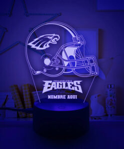 Lampara 3d Casco Aguilas De Filadelfia Nfl Personalizada Negro Transparente - Imagen 4