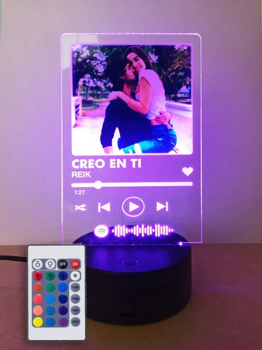 Lámpara Personalizada De Spotify Con Foto Impresa Novios Negro - Imagen 5