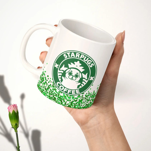 Taza Para Café De Starpugs / Pug / Tipo Starbucks Increible Blanco Starpugs - Imagen 4