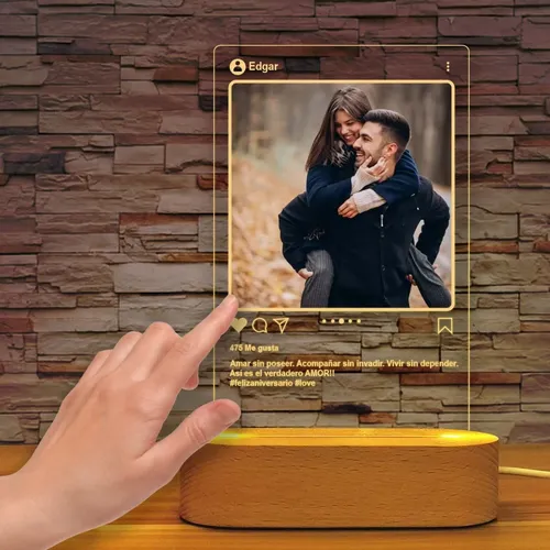Lampara Instagram Regalo Perfecto Aniversario / Cumpleaños Café Transparente - Imagen 2