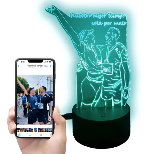 Lampara Led Foto Personalizada, Cumpleaños, Pareja, Regalo Negro Transparente - Imagen 2