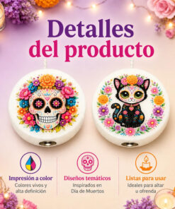Kit 6 Velas Día De Muertos Decorativas Para Altar / Ofrenda Blanco Día De Muertos Vainilla 30 Ml - Imagen 5