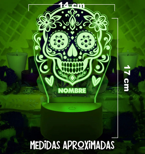 Lampara 3d Calavera Personalizada Día De Muertos Altar - Imagen 6