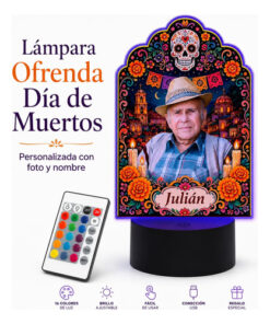 Lámpara Personalizada Día De Muertos Mini Ofrenda Con Foto Negro Transparente - Imagen 4
