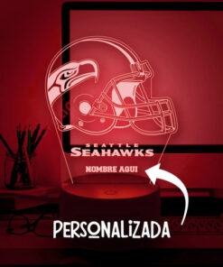 Alternative view of Lampara Led 3d Personalizada Casco Seattle Seahawks Nfl Negro Transparente