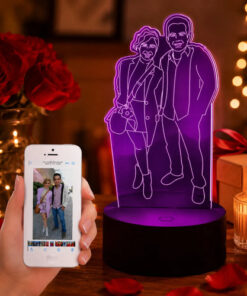 Regalo Novios Lampara Foto Silueta Personalizada Aniversario Negro Transparente
