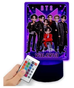 Lámpara Bts Personalizada Super Regalo 7 Colores Con Control Bts Acrílico