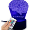 Lampara Personalizada Cerebro Regalo Neurologo / Psicologo Negro Transparente
