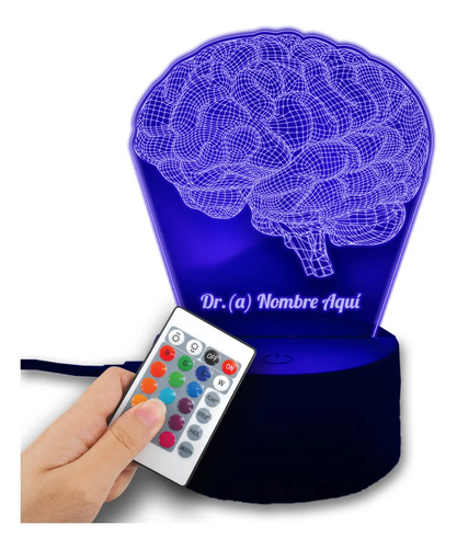Lampara Personalizada Cerebro Regalo Neurologo / Psicologo Negro Transparente