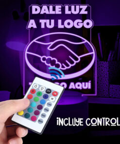 Lámpara Led Con Logo De Tu Negocio O Empresa Grabado Laser Negro Transparente - Imagen 4