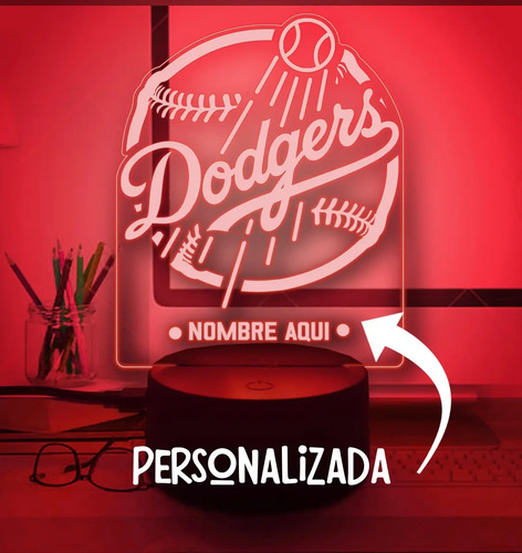 Lámpara 3d Personalizada De Los Angeles Dodgers Beisbol Fans Negro Transparente - Imagen 2