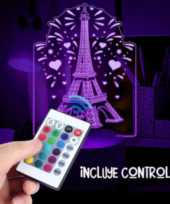 Lampara 3d Personalizada Torre Eiffel Paris Es Super Regalo Negro Transparente - Imagen 3