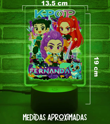 Lámpara Guerreras K Pop Personalizada Super Regalo 7 Colores Negro Transparente - Imagen 2