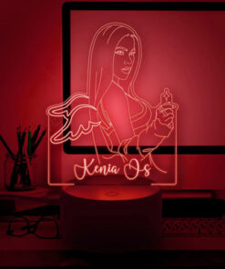 Lampara Led 3d Kenia Os Gran Regalo Para Fan Pink Aura Negro Transparente - Imagen 5