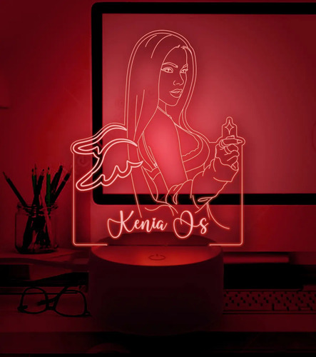 Lampara Led 3d Kenia Os Gran Regalo Para Fan Pink Aura Negro Transparente - Imagen 5