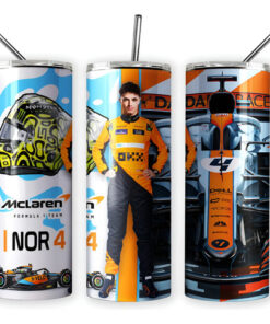Termo Para Café Lando Norris 4 Mclaren F1 Skinny / Popote Blanco