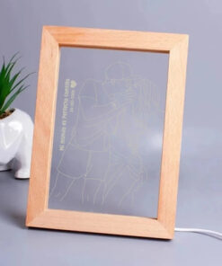 Cuadro Luz Con Foto Novios Regalo Día Del Amor / Aniversario Madera Transparente - Imagen 6