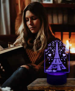 Lampara 3d Personalizada Torre Eiffel Paris Es Super Regalo Negro Transparente - Imagen 4