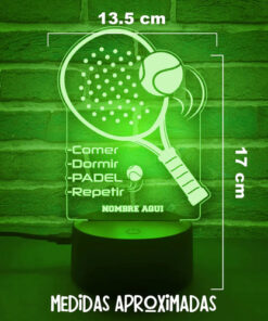Lampara Personalizada Padel Gran Regalo Para Jugador Deporte Negro Transparente - Imagen 4