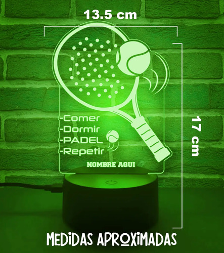 Lampara Personalizada Padel Gran Regalo Para Jugador Deporte Negro Transparente - Imagen 4
