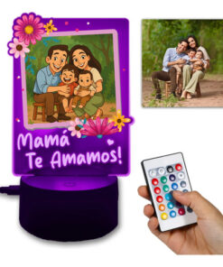 Lámpara Personalizada Con Foto Mamá Regalo Día De Las Madres Negro Transparente