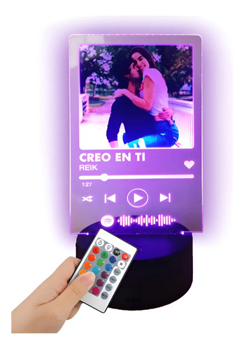 Lámpara Personalizada De Spotify Con Foto Impresa Novios Negro - Imagen 8