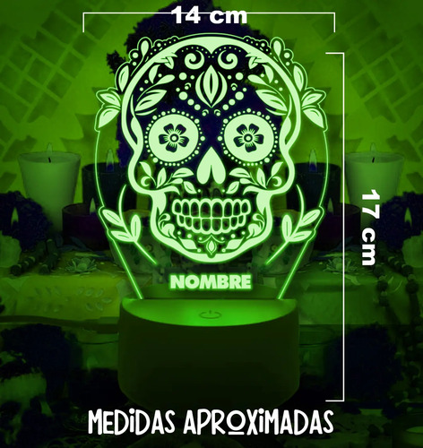 Lampara 3d Calavera Personalizada Día De Muertos Altar - Imagen 12