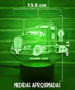 Lampara Personalizada Camion Kenworth Gran Regalo Negro Transparente - Imagen 4