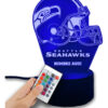 Lampara Led 3d Personalizada Casco Seattle Seahawks Nfl Negro Transparente