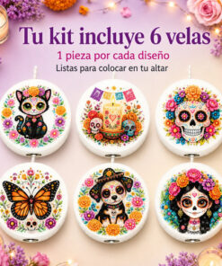 Kit 6 Velas Día De Muertos Decorativas Para Altar / Ofrenda Blanco Día De Muertos Vainilla 30 Ml - Imagen 4