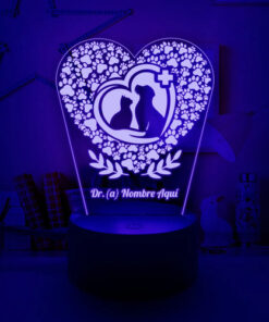 Lampara Veterinario Personalizada Gran Regalo 16 Colores Negro Transparente - Imagen 6